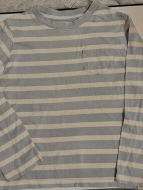GAP Light Blue & White Striped Long-Sleeve Pocket Tee